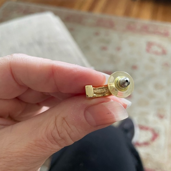 Roman Gold Plated Channel Set Baguette Crystal Pierced Hoop Earrings - Picture 7 of 7